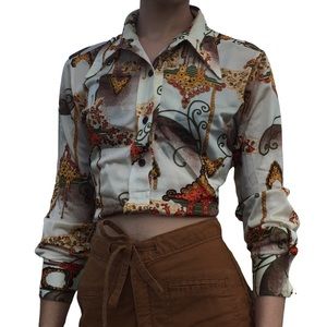 Vintage 1970s Disco half button down